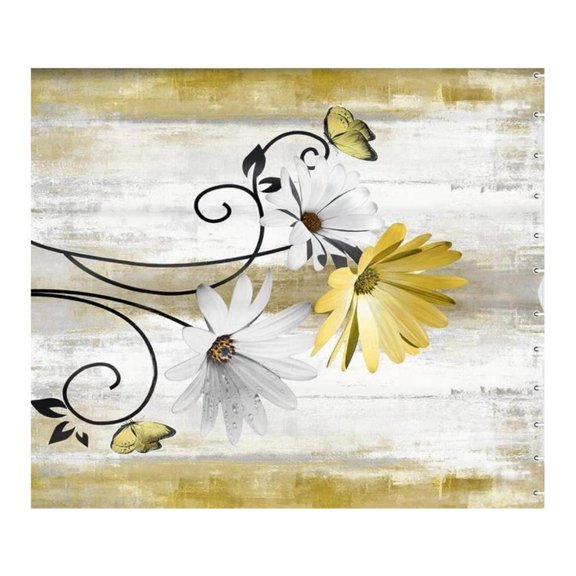 MOMOJIA Shower Liner Floral Design Bathroom Bath Curtain with Hooks Flower Print