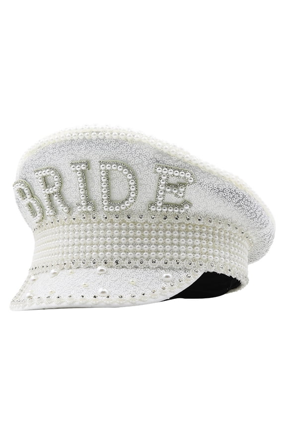 Sparkly Pearls Captain Hat Sailor Hat for Bachelorette Party Stage Dancing