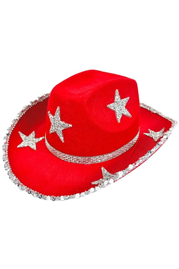 Star Cowboy Hats Shimmering Crystal Hat for Disco House Cocktail Parties