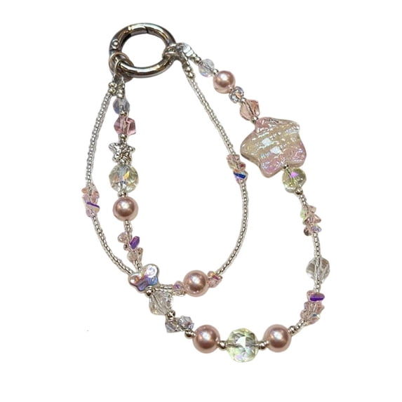 MOMOJIA Stylish Plastic Beaded Cellphone Bracelet Phone Lanyard Telephone Strap Jewelry