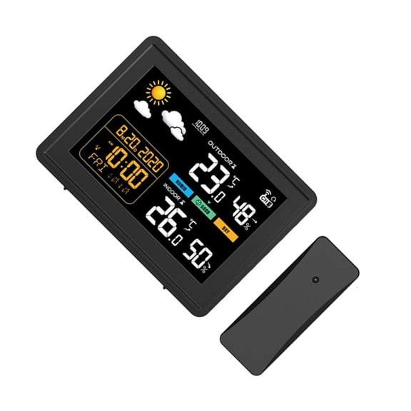 MOMOJIA Thermometers Hygrometer Weather Stations with Time Alarm Clock Desk Temperature Humidity Meter Gauge for Baby Room Home