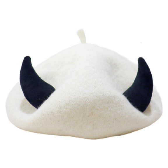 MOMOJIA Thick Warm Devil Horn Beret Hat Wool Winter Hat Fashion Accessory For Concerts Snow EventHa110weenCostume Accessories