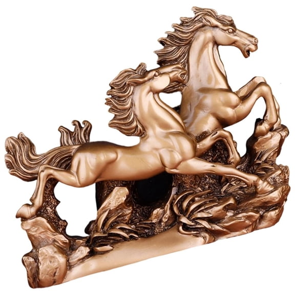 MOMOJIA Two Galloping Horses StatueAn1ma1Sculptures fengshui Ornament Collectible Figurines for Home Office Decorations
