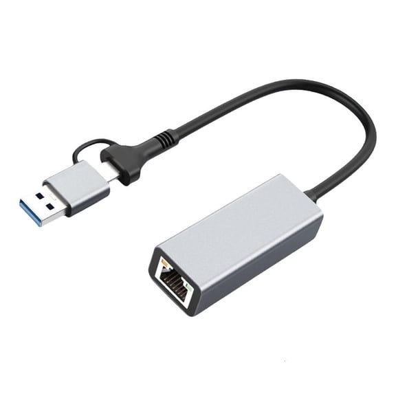 MOMOJIA Two USB C/USB A to RJ45 Ethernet Adapter 1/2.5Gbps Gigabit LAN Networkings Converters Aluminum Alloy Portable for Laptop PC