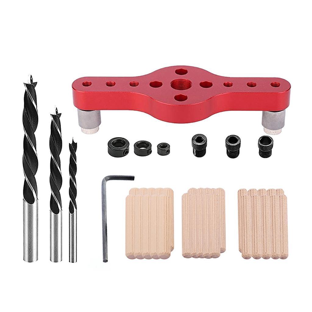 MOMOJIA Vertical Pocket Jig Hole Woodworking Doweling Jig Kit Self Centering Drill Guide Wood Hole Punch Positioner Locator Kit