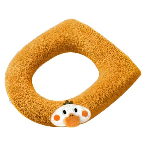 MOMOJIA Winter Toilet Seat Protector Plush Fiber Quick Setups Bathroom Toilet Seat Pad