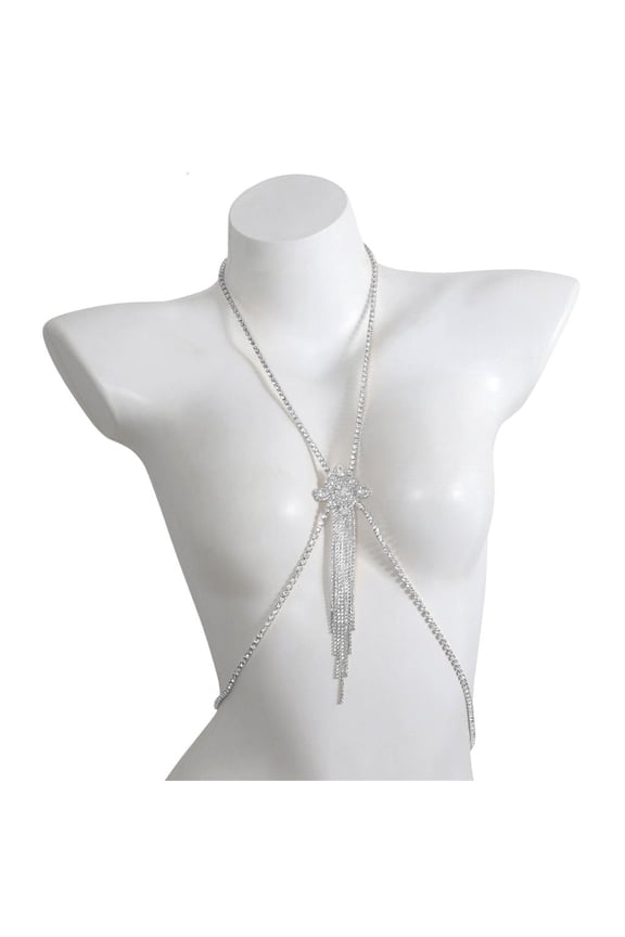 Women Chest Chain Body Jewelry Shimmering Rhinestones Body Chain For Concerts