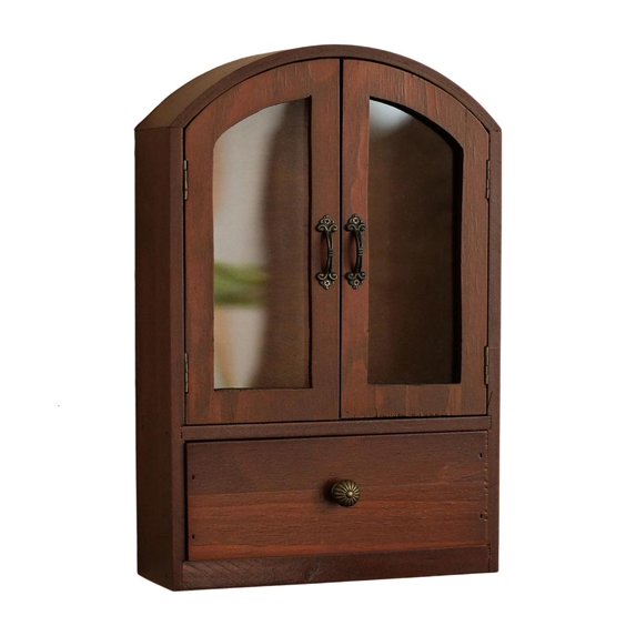 MOMOJIA Wooden Desktop Organizers Cabinet with Drawer Decorative Shelf For Makeup Cosmetic Sundries Display Storage Rack Gift