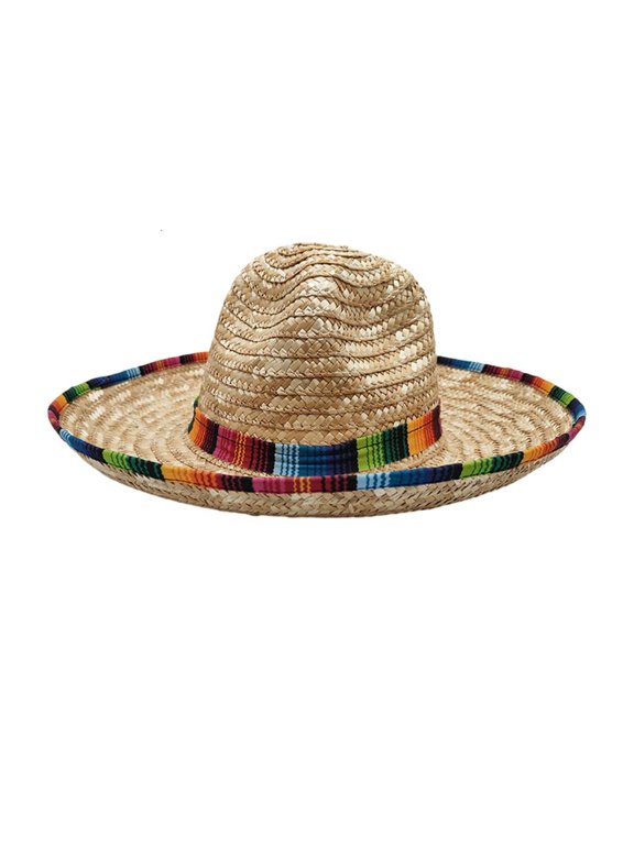 Woven Straw Sombrero Hat Mexico Festival Theme Wide Brims Sun Protective Hat