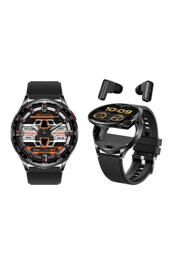 T97 Smart Watch 1.39 Inch Built-in Portable Headphones, 100+ Sports Modes, with Answer/Make Calls, Sports Watch, for iOS/Android Phone (Black Silicone Strap)