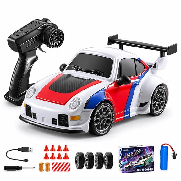 MOMOTER RC Drift Car 1:24 Remote Control Car for Kids, 4WD High Speed RC Cars with Lights, Extra Racing Tires, Vehicle for Adults Boys Girls