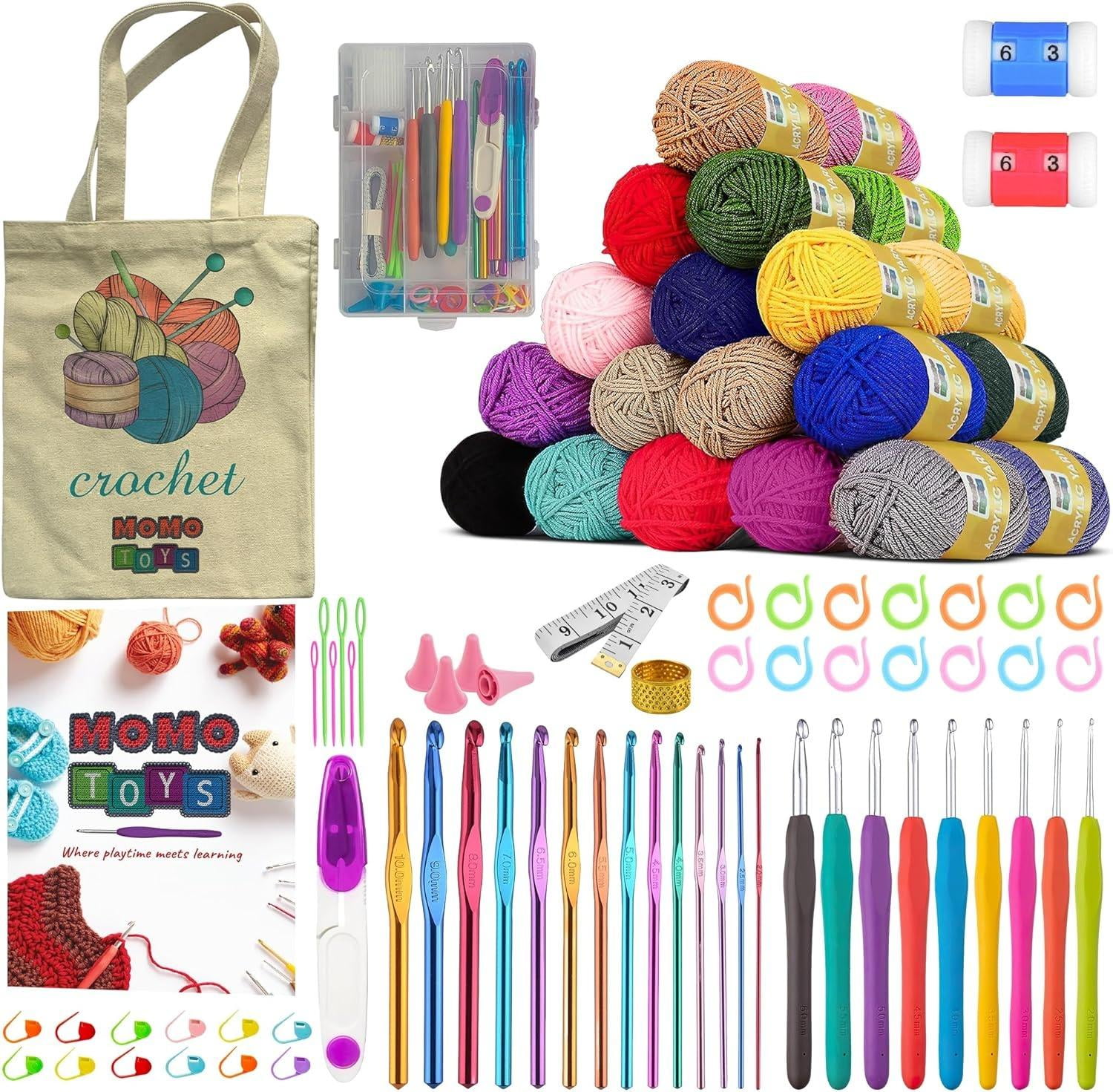  73 pcs Crochet kit for Beginners | Video tutorials | Hook Set | Crochet  Hook Set | Crochet Accessories | Crochet Yarn | Yarn for Crocheting 