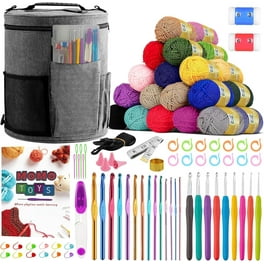43 Piece Small Crochet Kit for Beginners Adults and Kids with 9 Crochet  Hooks Set and 55 Yards of Yarn for Crocheting Set, Canvas Tote Bag and Lots