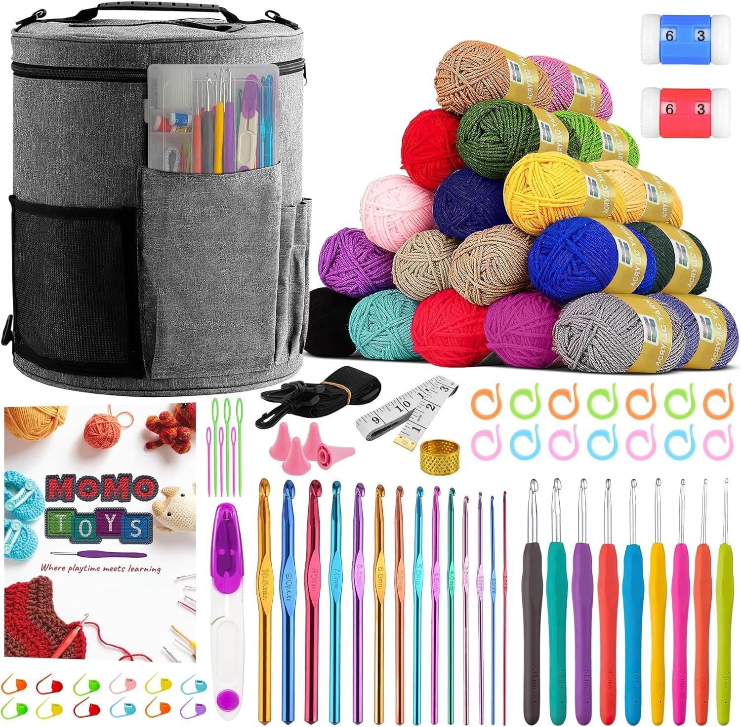  73 pcs Crochet kit for Beginners | Video tutorials | Hook Set | Crochet  Hook Set | Crochet Accessories | Crochet Yarn | Yarn for Crocheting 