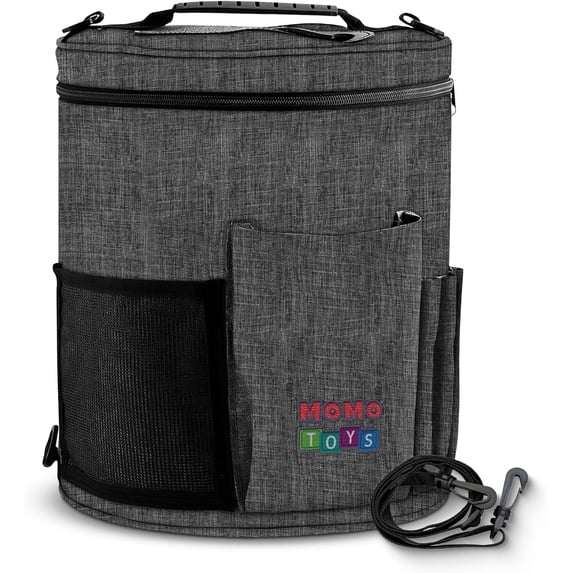MOMOTOYS Compact Crochet Yarn Organizer & Storage Bag for Yarn & Crochet Hooks, Gray