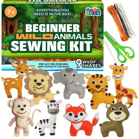MOMOTOYS Kids Sewing Kit Toys, DIY Wild Animal Plush Craft Supplies for Ages 7-12