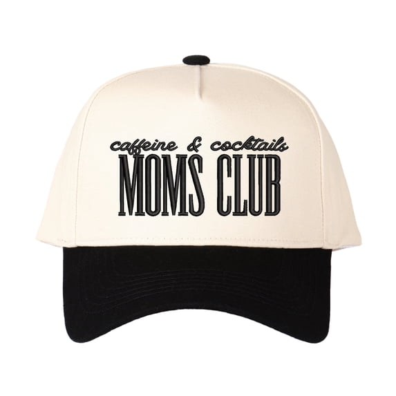 MOMS CLUB Embroidered Patchwork Trucker Cap | Adjustable Unisex Snapback, Mom Community Essential