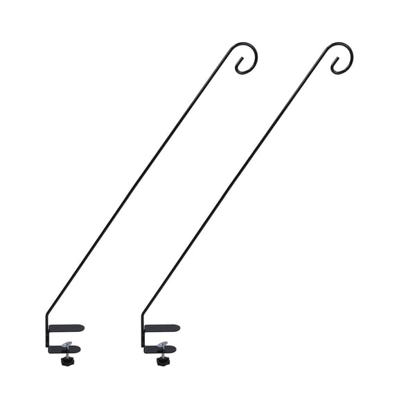 MOMT 2pcs Extended Fence Deck Hook Heavy Duty Iron Bird Feeder Bracket Adjustable Rail Shepherds Hooks for Lanterns Planters Wind Chimes Black 31.5 inches / 80 cm