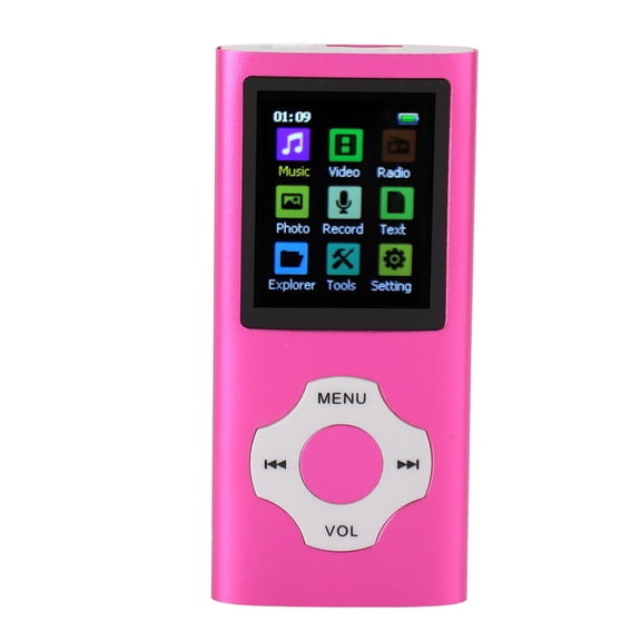 MOMT MP3 Player HiFi Lossless Rechargeable 1.8in TFT Screen Portable Music Player for Sports with Electronic Book Radio Recorder Roseate Pink with 8GB Card, 10 in / 25.4 cm
