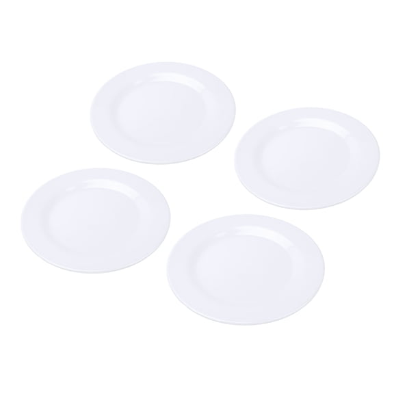 MOMT Melamine Dinner Plates Set, 4-Piece 9 Inches / 22.8 cm Lightweight Round Meal Plates for Salad, Fruit, Appetizers and Dessert, Scratch Resistant & Stackable White Dinnerware