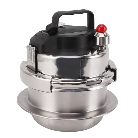 MOMT Mini Outdoor Pressure Cooker 1.6L Stainless Steel Fast Heating Cooking Pot for Gas Induction Cooktop 9.4x7.9x7.9 Inches / 24x20x20 cm