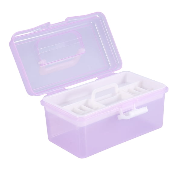 MOMT Multifunctional Nail Art Manicure Makeup Cosmetic Tools Container Storage Box Case, Pinkish Purple Professional Makeup Train Organizer Box, 20x12x10 Inches / 50.8x30.5x25.4 Cm S Size