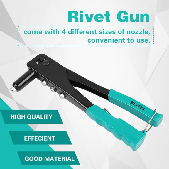 MOMT Professional Hand Riveter Blind Rivet Gun for 2.4mm, 3.2mm, 4.0mm, 4.8mm Rivets, Heavy Duty Manual Pulling Core Riveting Tool for Metal, Plastic and Leather Crafts, 9.4 x 3.9 Inches