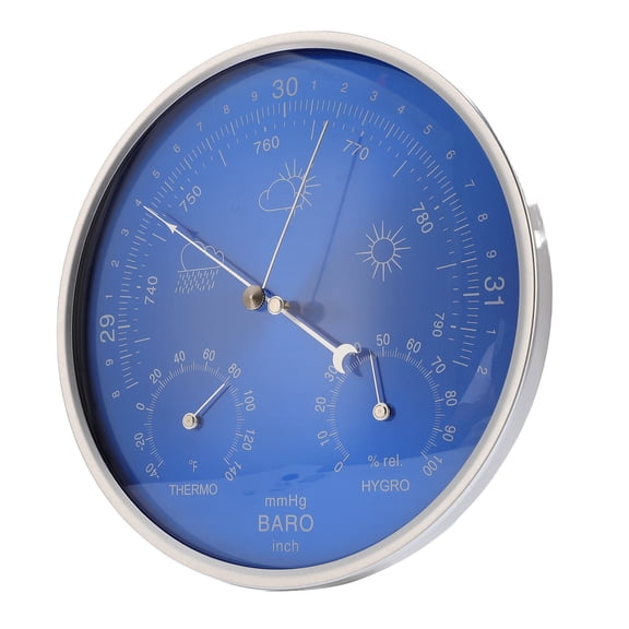 MOMT Thermometer Barometer Hygrometer 3 in 1 Weather Station, Indoor Outdoor Accurate Wall Hanging Weather Instrument, Blue, 7.09 inches / 180 mm