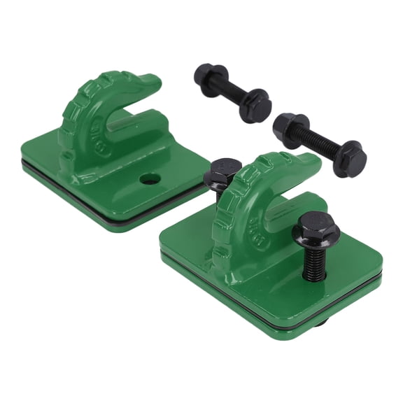 MOMT Upgraded 2-Pack 3/8in Grade 70 Alloy Forged Steel Tractor Bucket Grab Hook Set Bolt-On Mount with Backer Plate for RV UTV Truck 15000LBS Capacity Green (3/8 inches / 0.95 cm)