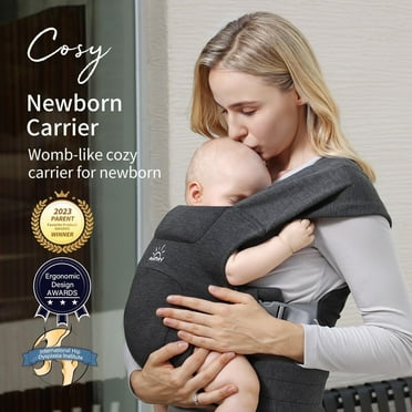 MOMTORY Newborn Carrier, Baby Carrier, Cozy Baby Wrap Carrier(7-25lbs), with Hook&Loop for Easily Adjustable, Soft Fabric, Deep Grey