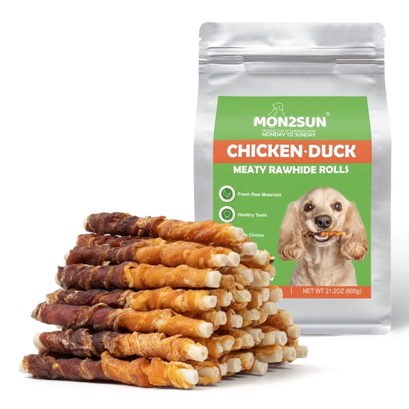 MON2SUN Chicken & Duck Wrapped Rawhide Sticks Small Dog Treats, 21.16 (40 Count)