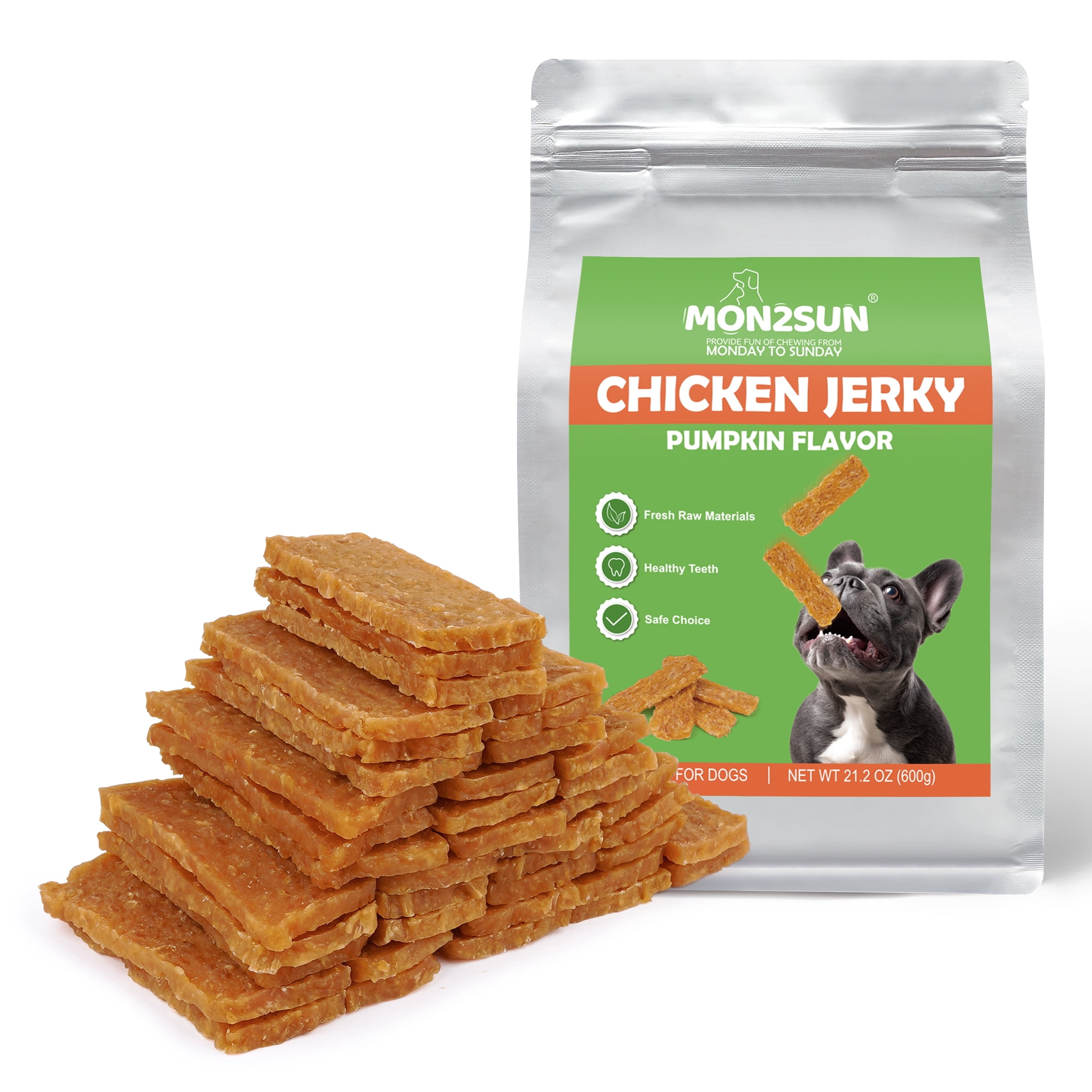 MON2SUN Chicken & Pumpkin Jerky Slice Small Dog Treats, 21.2 oz