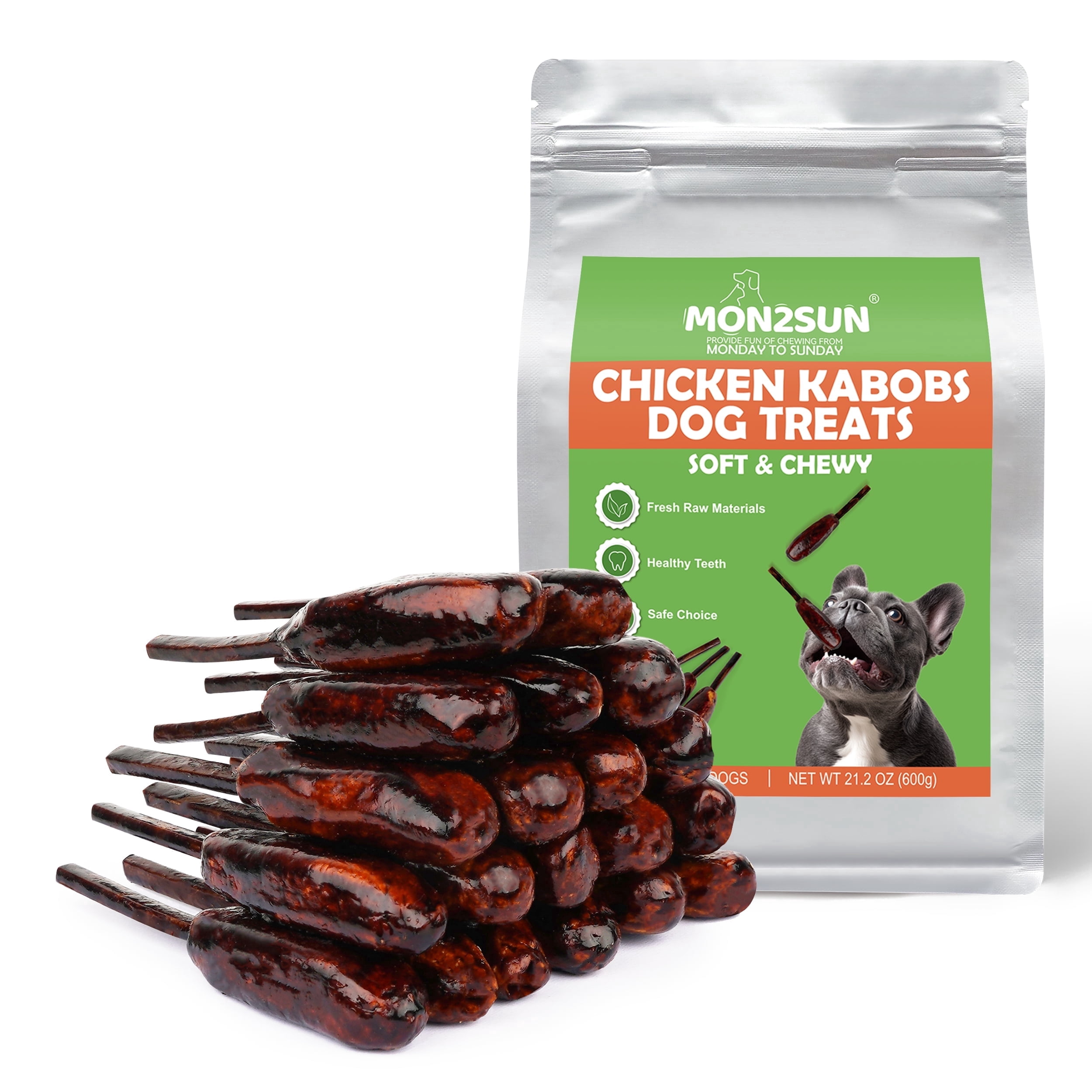 MON2SUN Chicken Sauce Kabobs Rawhide Free Small Dog Treats, 21.2 oz (20 Count)