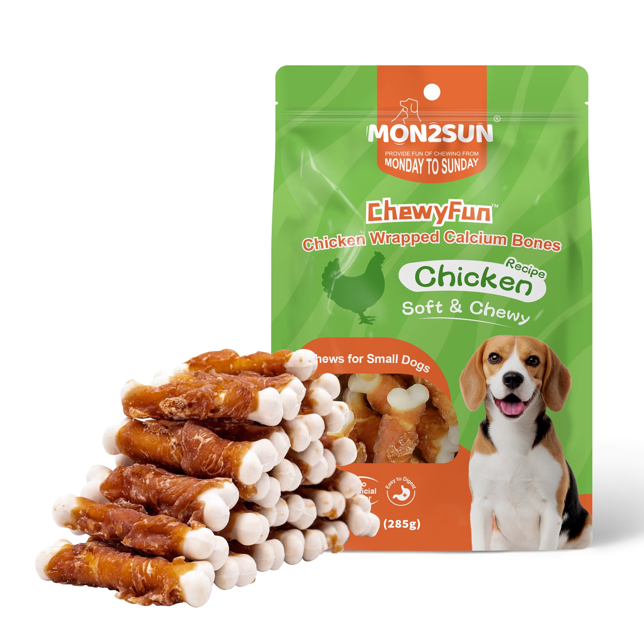 Chicken Wrapped Calcium Bones Dog Treats - Rawhide-Free, Grain-Free Training Chews With Glucosamine For Medium & Large Breeds, 10.54oz