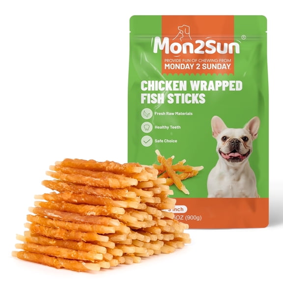 MON2SUN Chicken Wrapped Cod Sticks Small Dog Treats, 31.75 oz (90 Count)