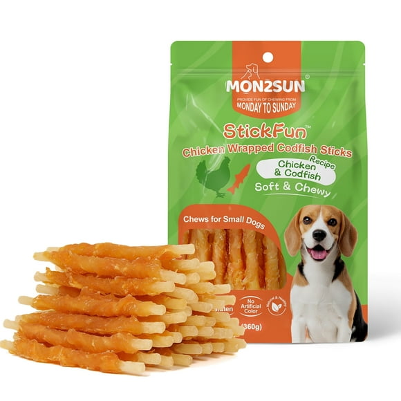 MON2SUN Chicken Wrapped Cod Sticks Small Dog Treats, 13 oz (36 Count)