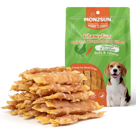 MON2SUN Chicken Wrapped Cod Fillet Small Dog Treats, 13 oz (36 Count)