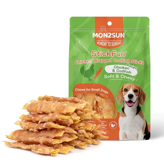MON2SUN Chicken Wrapped Cod Fillet Small Dog Treats, 13 oz (36 Count)