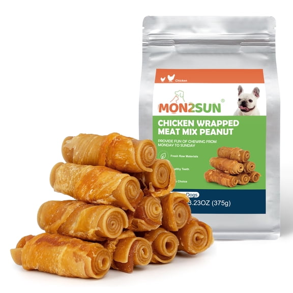 MON2SUN Chicken Wrapped Peanut Butter Rolls Small Dog Treats, 13 oz (10 Count)