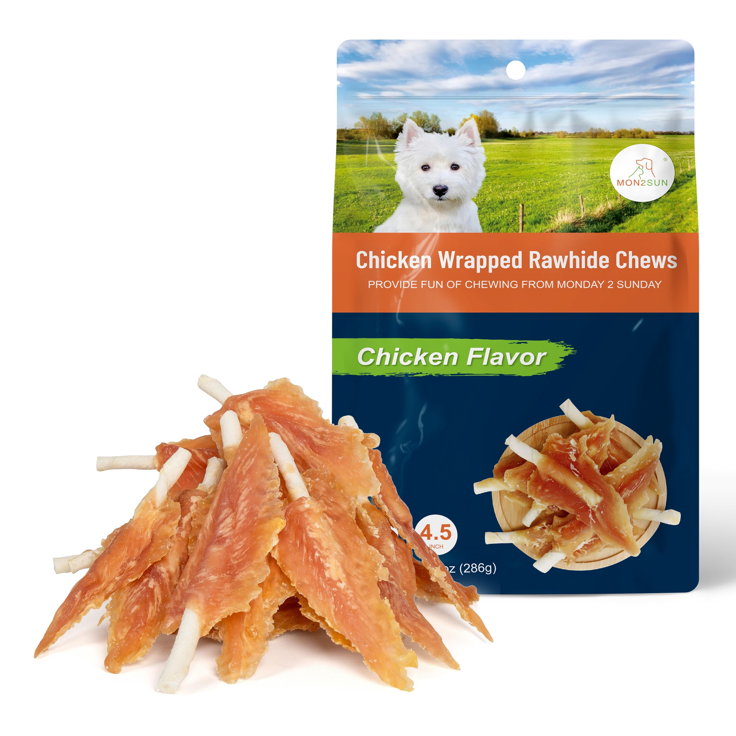 MON2SUN, Chicken Wrapped Rawhide Sticks, 22 Count, Small Dog Treats ...