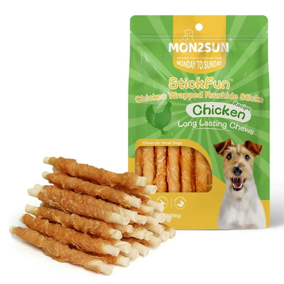 MON2SUN Chicken Wrapped Rawhide Small Dog Treats, 8.8 oz (25 Count)