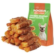 MON2SUN Dog Treats Rawhide Free Chicken Wrapped Sweet Potato Snacks, Gluten & Grain Free, Treats for Puppy and Small Dogs
