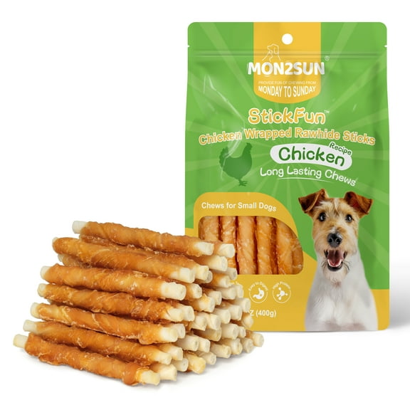 MON2SUN Chicken Wrapped Rawhide Small Dog Treats, 14 oz (40 Count)