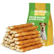 MON2SUN Dog Treats, 5 inch Rawhide Twist Chicken Hide Sticks, Suitable for Puppy and Small Dogs (Pack of 40)