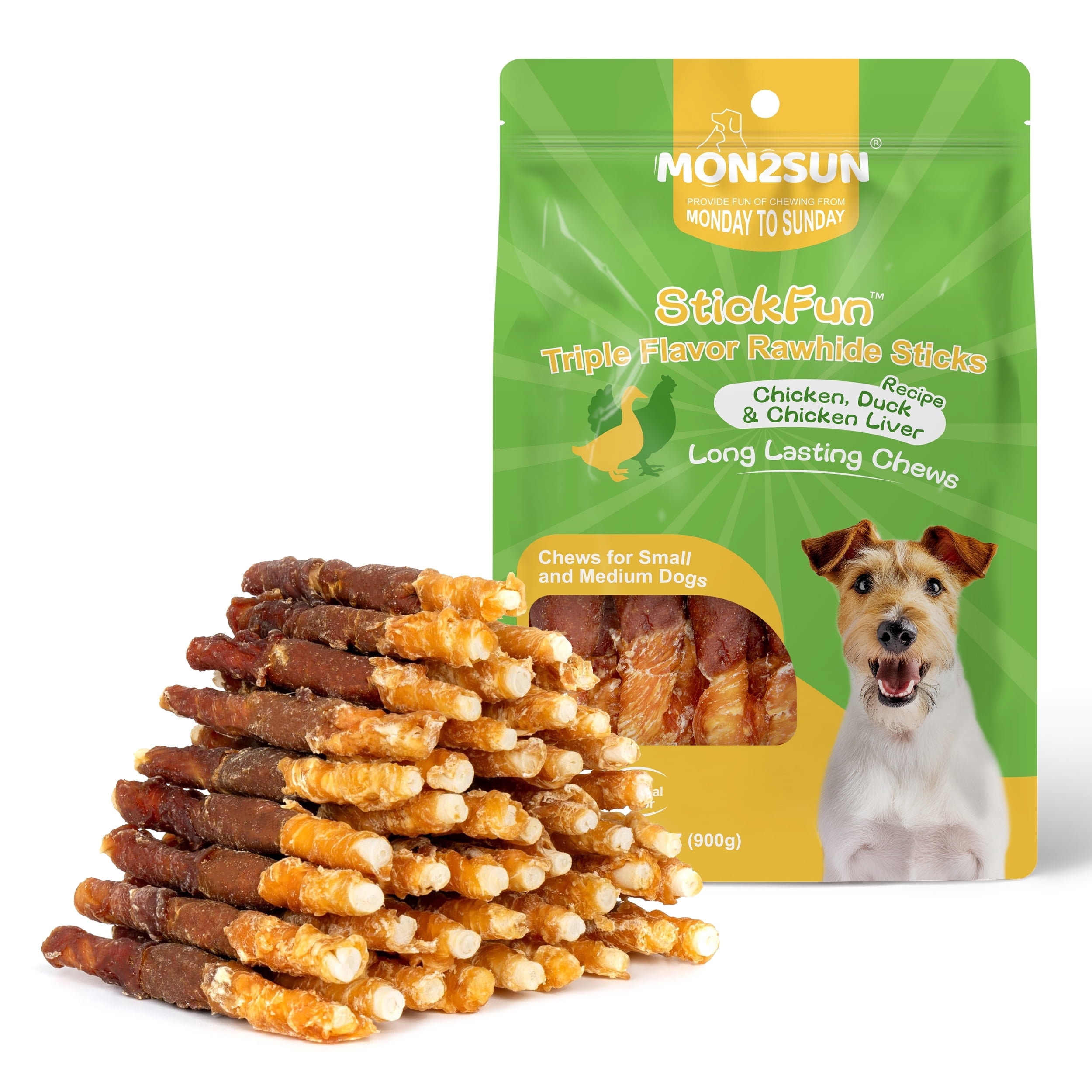 MON2SUN Chicken Liver Duck & Chicken Wrapped Rawhide Small Dog Treats ...