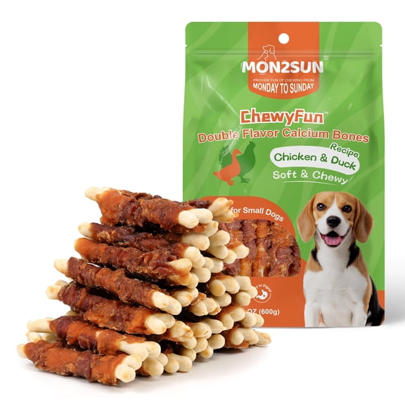 MON2SUN Chicken & Duck Wrapped Calcium Bones Small Dog Treats, 21.16 oz (30 Count)