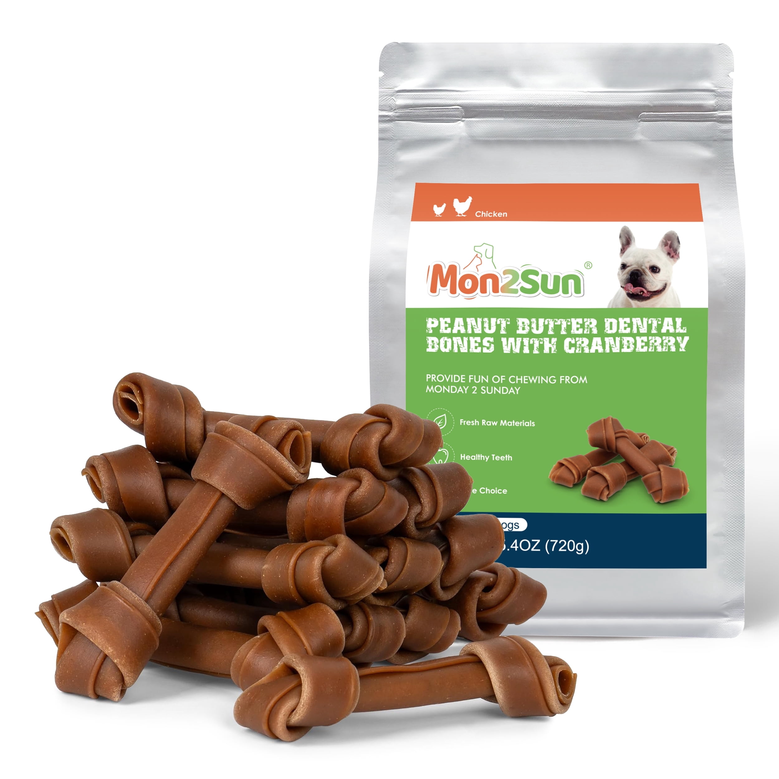 MON2SUN Peanut Butter Bones  Small and Medium Dog Treats, 25.4 oz (12 Count)