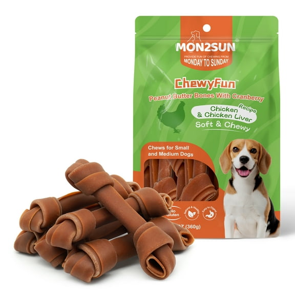 MON2SUN Peanut Butter Bones Small and Medium Dog Treats, 12.5 oz (6 Count)