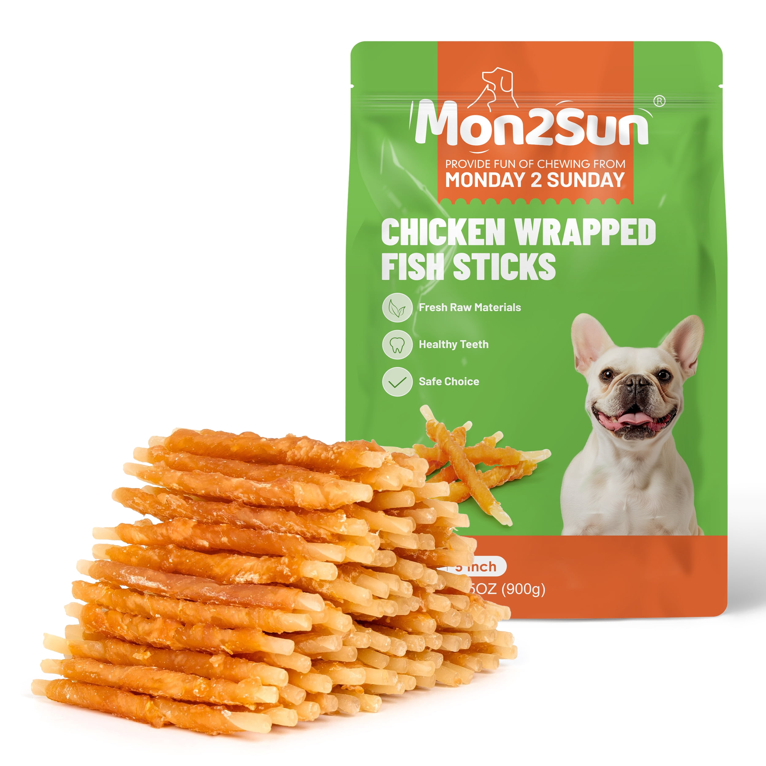 Premium Cod Sticks MON2SUN Chicken Wrapped Cod Sticks Small Dog Treats, 31.75 oz (90 Count ...