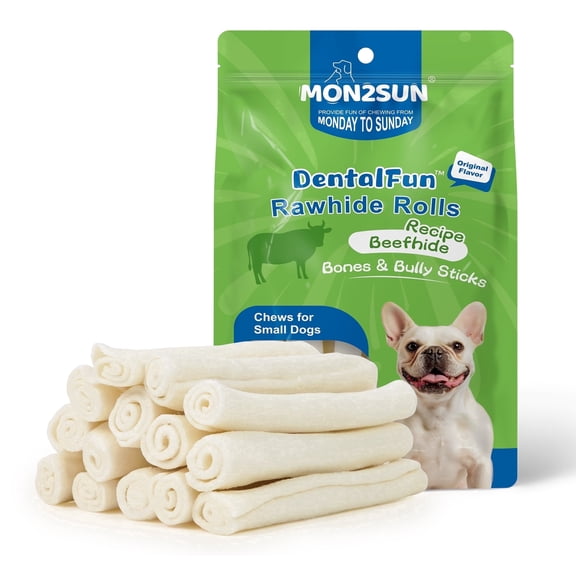 MON2SUN Rawhide Roll Sticks Small Dog Treats, 9.38 oz (14 Count)